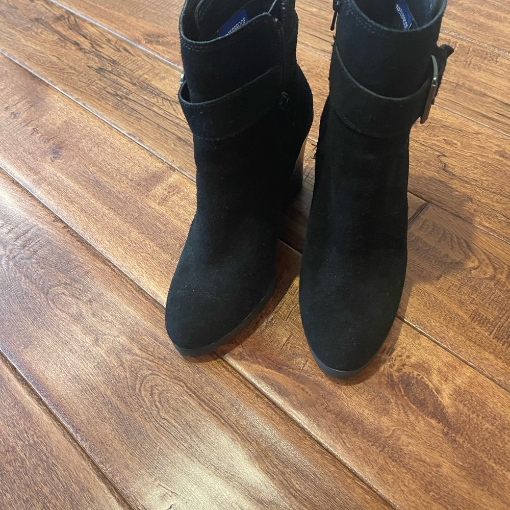 Black Wedge Heel Bootie